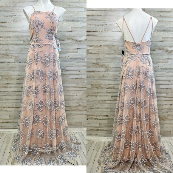 Jump Dresses & Skirts - Jump Apparel Halter Tulle Glitter Maxi Dress Gown Juniors Size 5/6 Blush Floral